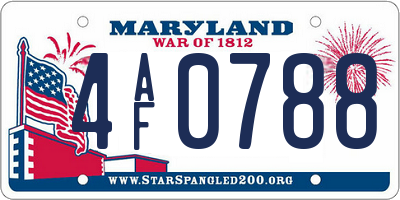 MD license plate 4AF0788