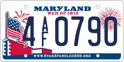 MD license plate 4AF0790