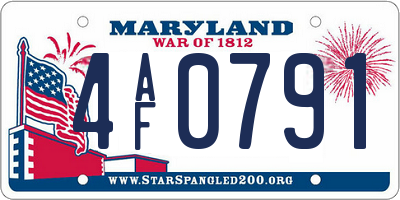 MD license plate 4AF0791