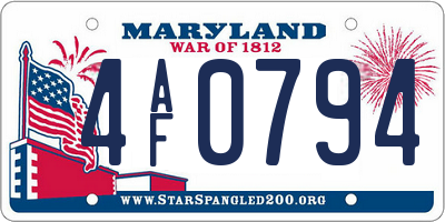 MD license plate 4AF0794