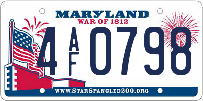 MD license plate 4AF0798