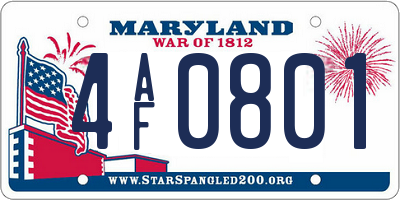 MD license plate 4AF0801