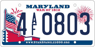 MD license plate 4AF0803
