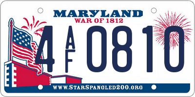 MD license plate 4AF0810