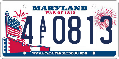 MD license plate 4AF0813