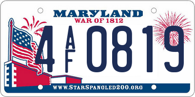MD license plate 4AF0819