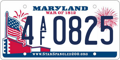 MD license plate 4AF0825