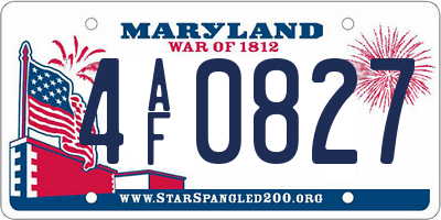 MD license plate 4AF0827