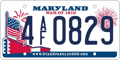 MD license plate 4AF0829