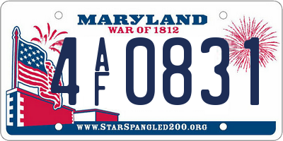 MD license plate 4AF0831
