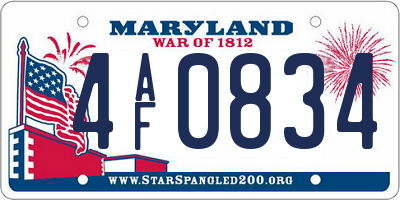 MD license plate 4AF0834