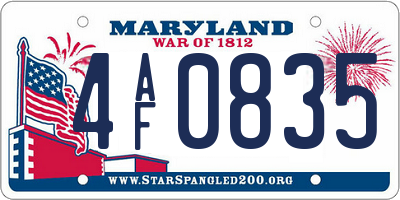 MD license plate 4AF0835