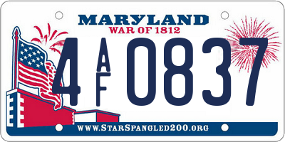 MD license plate 4AF0837