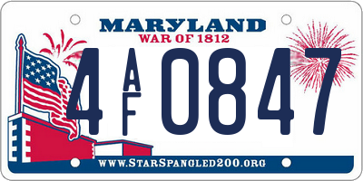 MD license plate 4AF0847