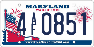 MD license plate 4AF0851