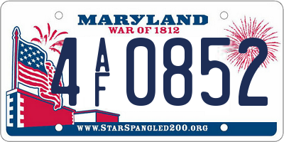 MD license plate 4AF0852