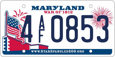 MD license plate 4AF0853
