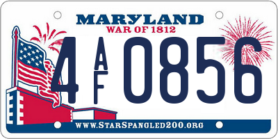 MD license plate 4AF0856