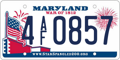 MD license plate 4AF0857