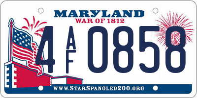 MD license plate 4AF0858