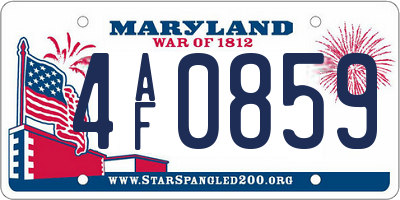 MD license plate 4AF0859