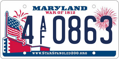 MD license plate 4AF0863