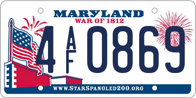 MD license plate 4AF0869