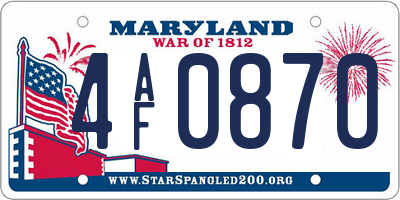 MD license plate 4AF0870