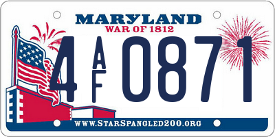 MD license plate 4AF0871