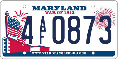MD license plate 4AF0873