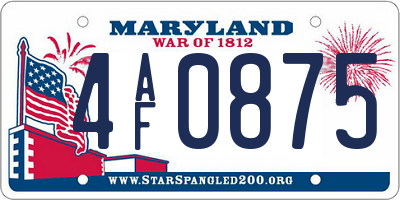 MD license plate 4AF0875