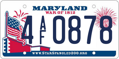 MD license plate 4AF0878