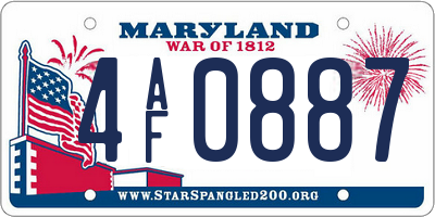MD license plate 4AF0887