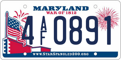 MD license plate 4AF0891