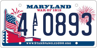 MD license plate 4AF0893