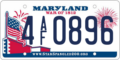 MD license plate 4AF0896