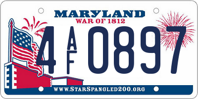 MD license plate 4AF0897