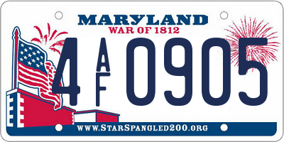 MD license plate 4AF0905