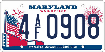 MD license plate 4AF0908
