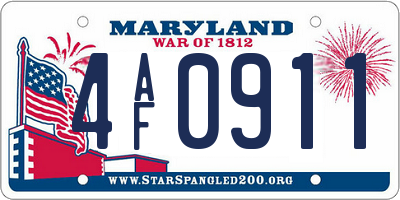 MD license plate 4AF0911