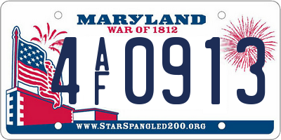 MD license plate 4AF0913