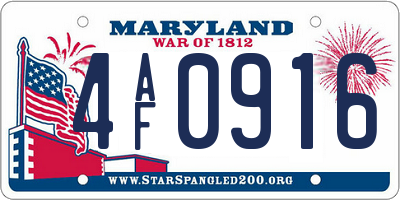 MD license plate 4AF0916