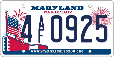 MD license plate 4AF0925