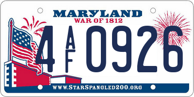 MD license plate 4AF0926