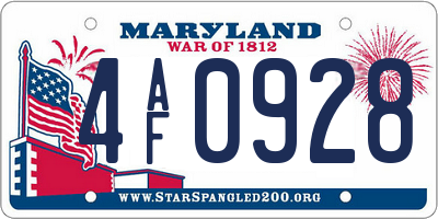 MD license plate 4AF0928