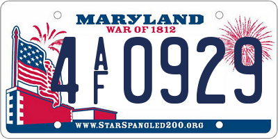 MD license plate 4AF0929