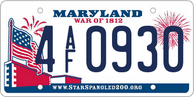 MD license plate 4AF0930