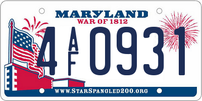 MD license plate 4AF0931