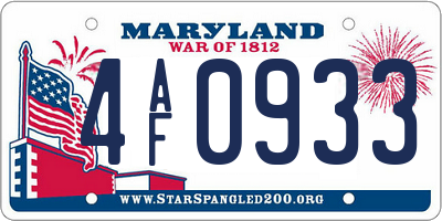 MD license plate 4AF0933