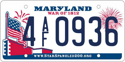 MD license plate 4AF0936